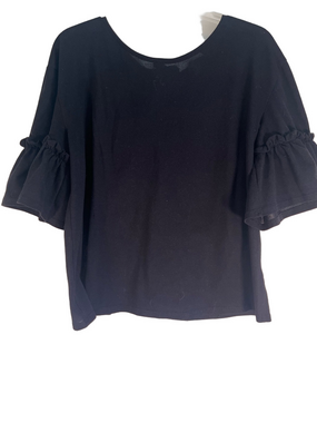 14th & Union Black Ruffle Sleeve Short Sleeve Top